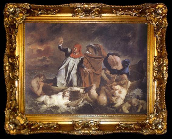 framed  Eugene Delacroix Dante and Virgil in Hel (The Barque of Dante) (mk22), ta009-2